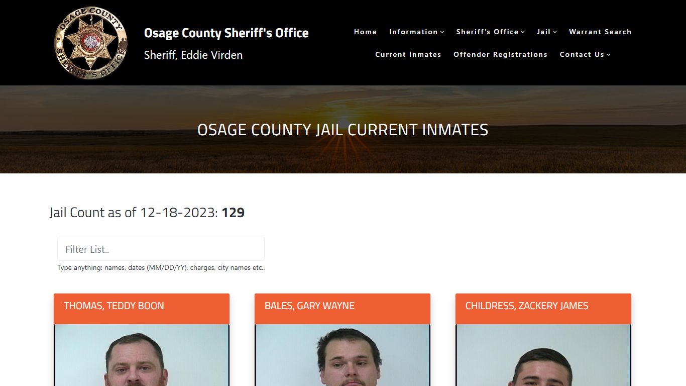Osage County Jail Current Inmates – Osage County Sheriff's Office