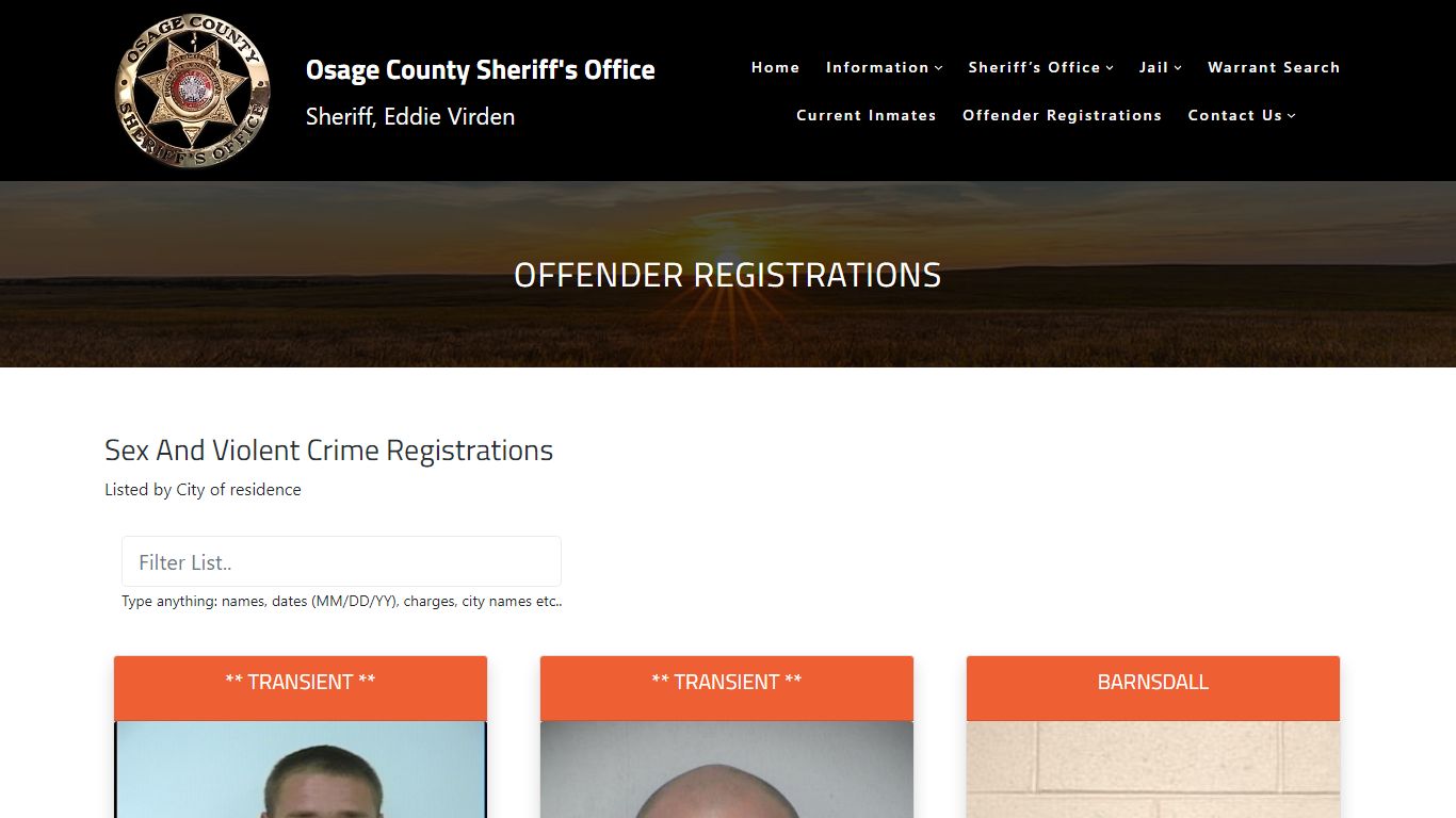 Offender Registrations – Osage County Sheriff's Office